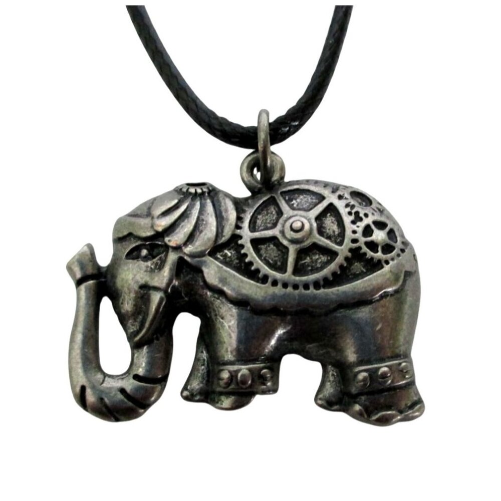 New Steampunk Elephant Pendant Necklace on 18" to 20" Cord Unisex Jewelry Gift
